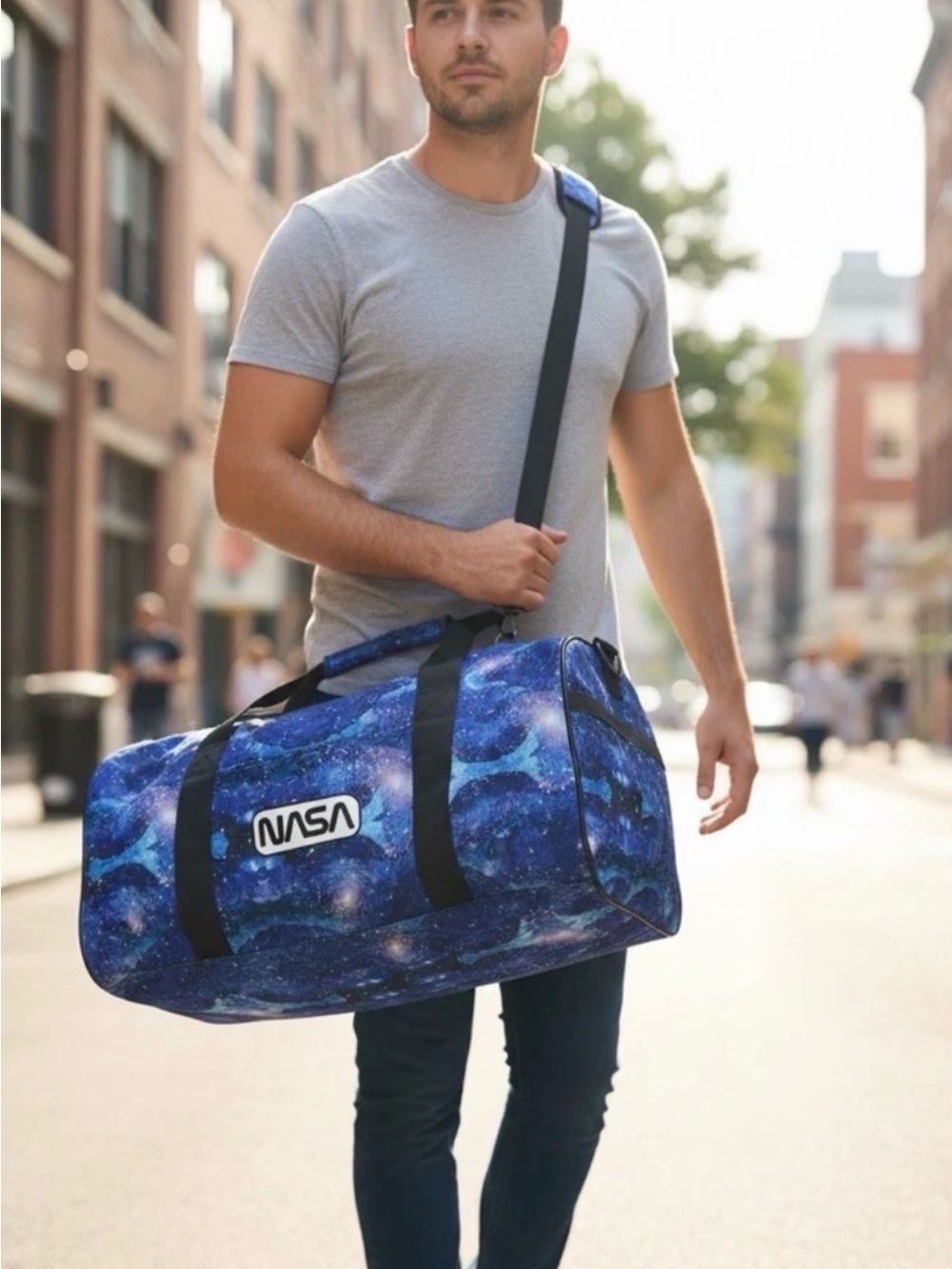 NASA Blue Galaxy Duffle Bag - Men